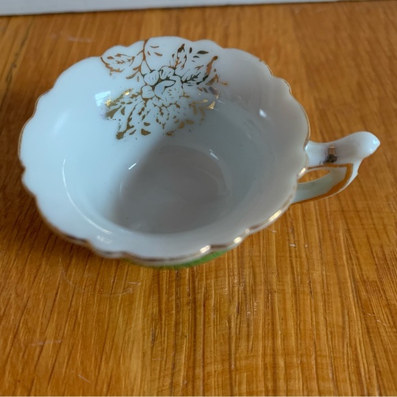VTG Mini Teacup w/ Gold Filigree Lime Green Band Made in Occupied Japan Vintage - Picture 3 of 11